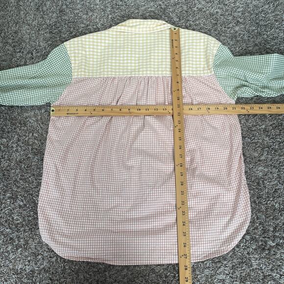 Vintage Button Top Size Small Pastel Gingham Patchwork Colorful Picnic Spring - Picture 10 of 11